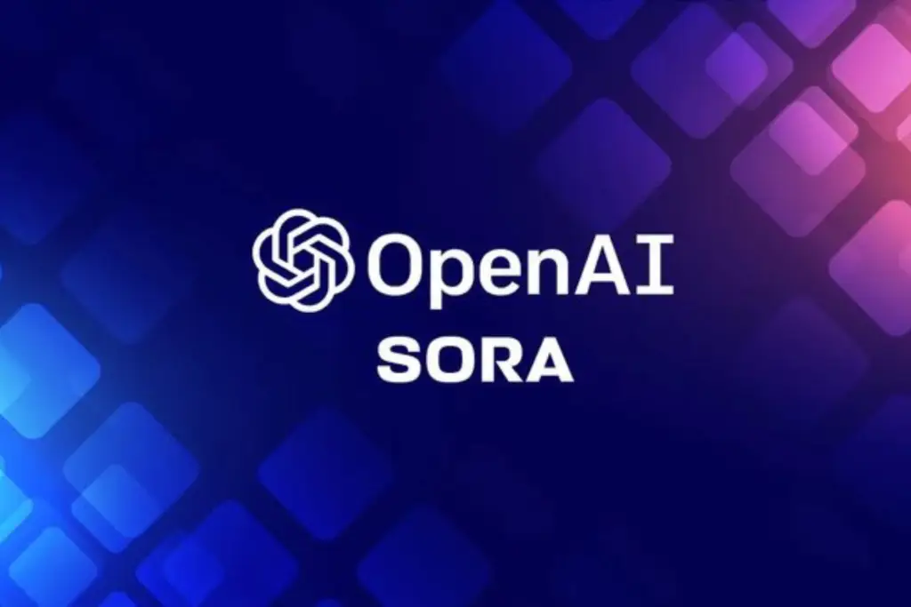 OpenAI Sora AI video generator logo on blue gradient background